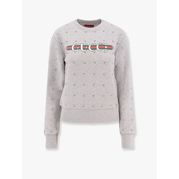 GUCCI Sweaters - Gucci Women Cotton Sweatshirt With All-Over Rhinestones